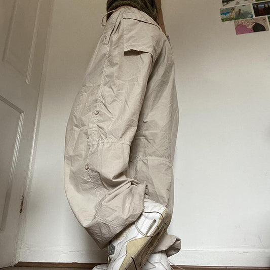 Pantalones cargo holgados de color sólido informales a la moda para mujer