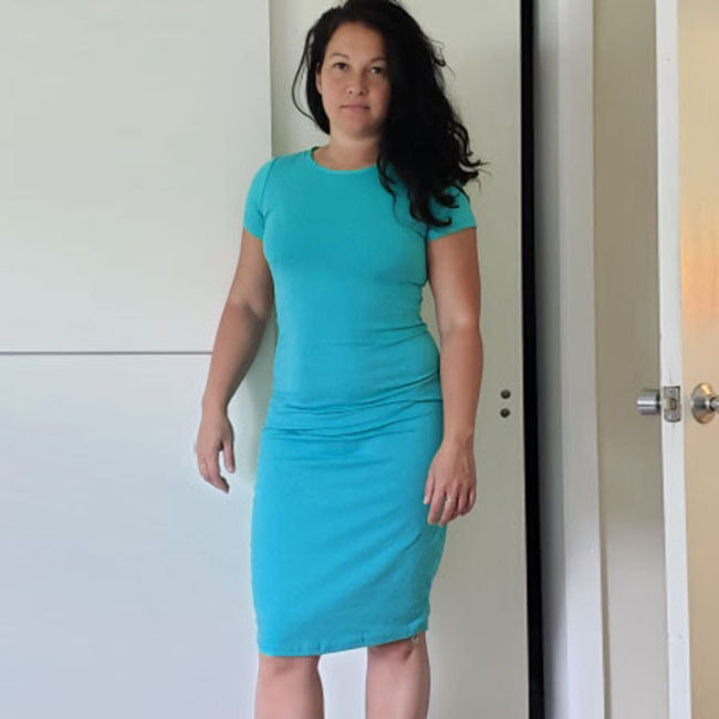 Vestido básico casual de manga corta para mujer