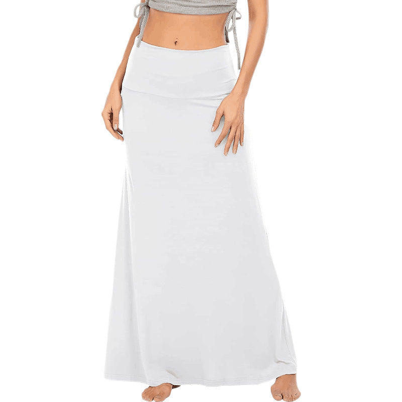 Women Solid Color High Waist Casual Loose Long Dress