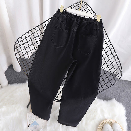 Vaqueros desgastados de cintura alta informales a la moda para mujer, tallas grandes