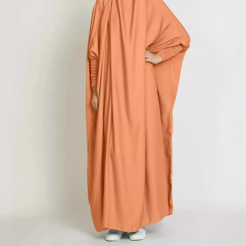 Women Casual Solid Color Abaya Long Sleeve Maxi Dress