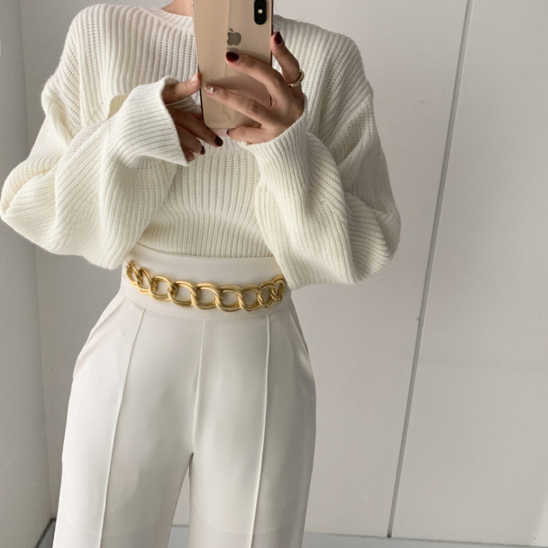 Conjunto informal de dos piezas para mujer, elegante y atrevido, con temperamento otoñal.