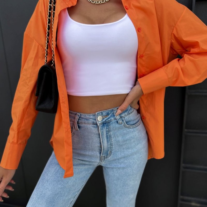 Blusa informal de verano holgada de color liso con mangas largas y cuello en V para mujer