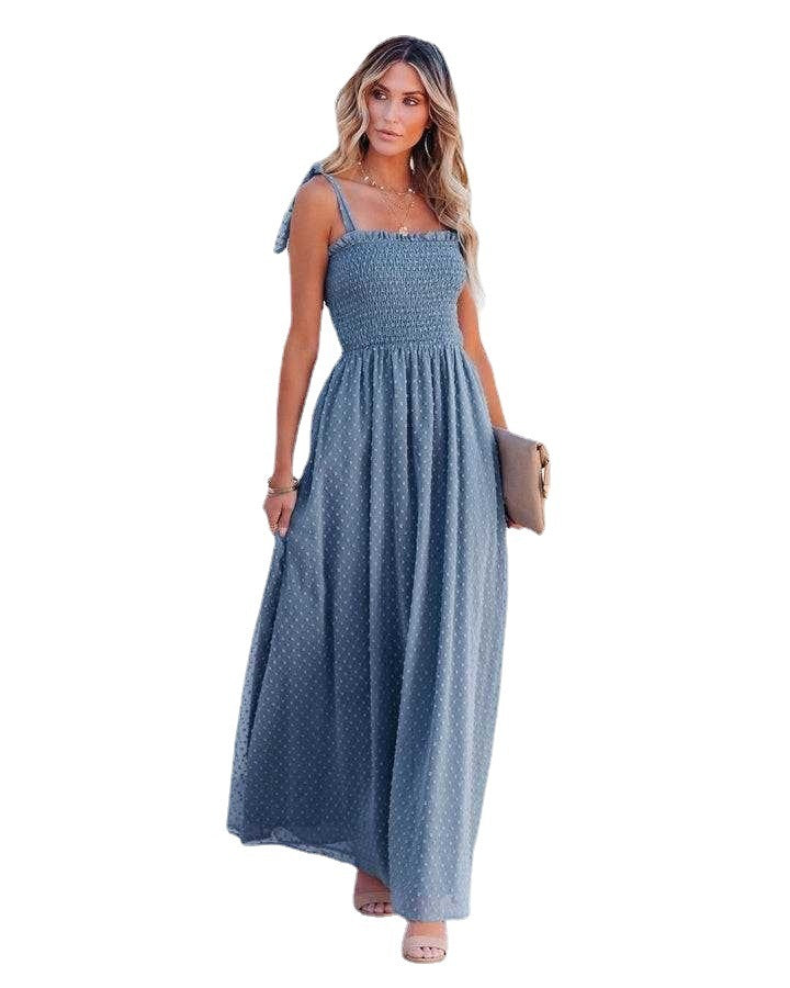 Summer Women Casual Fashion Sling Chiffon Maxi Dress