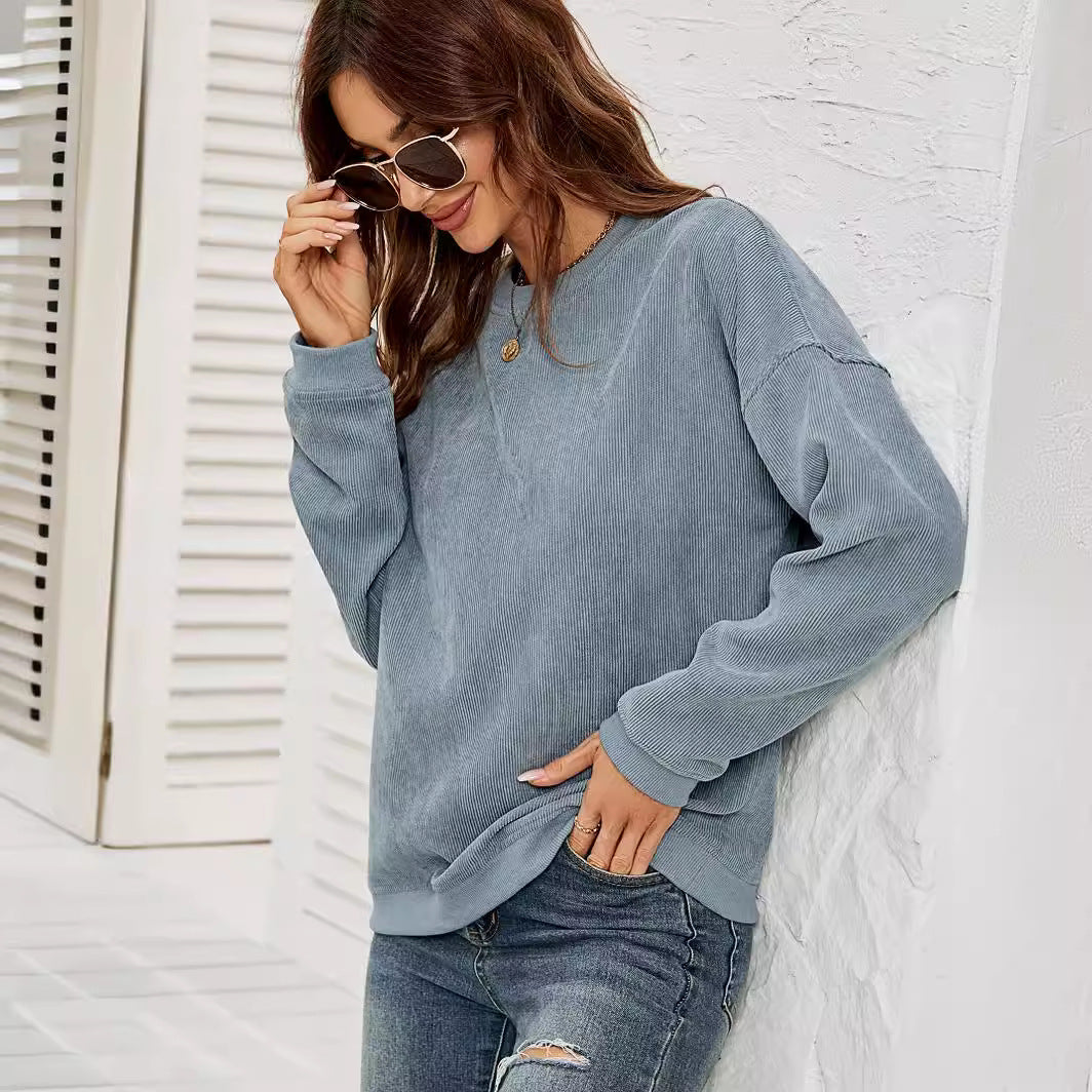 Women Casual Corduroy Blank Sweatshirts