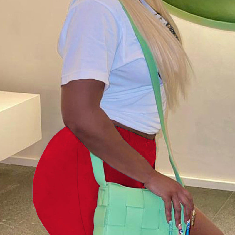 Women Summer Casual Athleisure Short Sleeve Letter Print T-Shirt And Tight Shorts Set