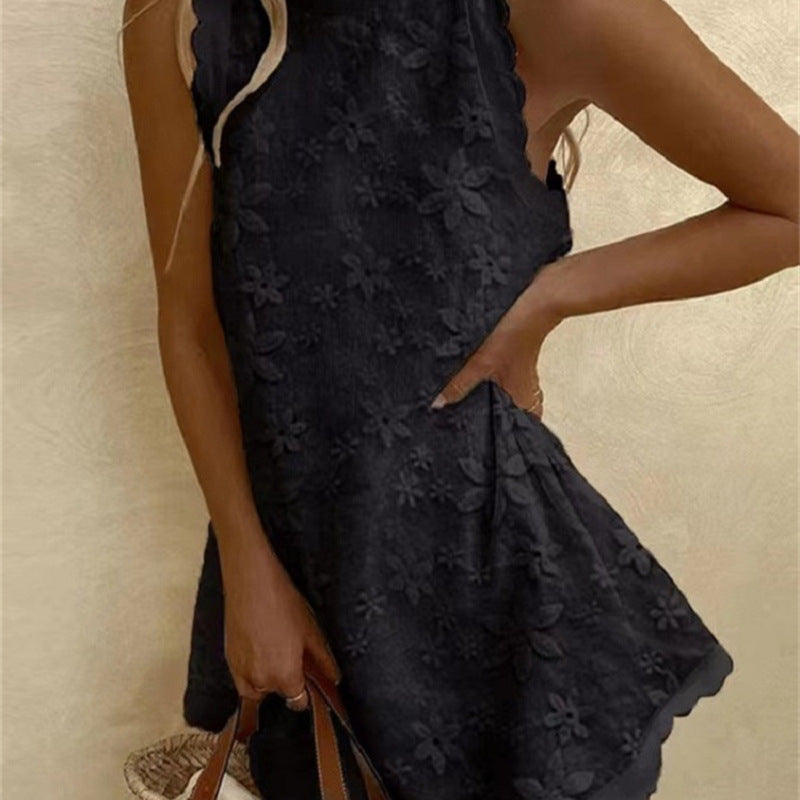Vestido informal holgado sin mangas con estampado floral a la moda para mujer