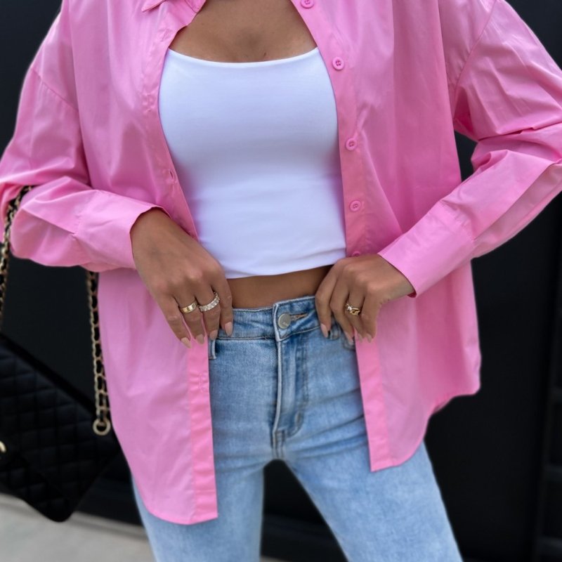 Spring And Summer Women Loose Casual Solid Color Long Sleeve V-Neck Button Shirt Blouse