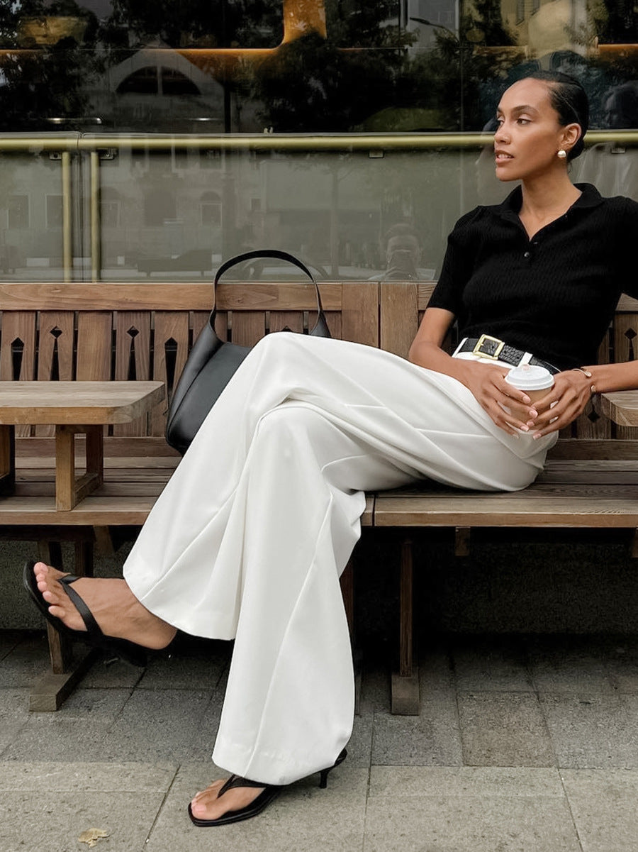Women Fashion Casual Simple High Waist Loose Pants