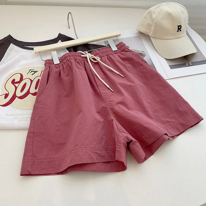 Women Casual Basic Looses Pure Cotton Summer High Waist A- Shape Shorts
