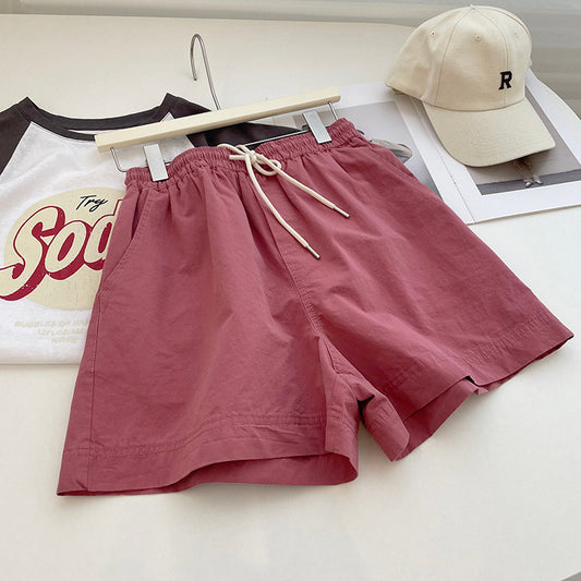 Pantalones cortos básicos informales holgados de algodón puro de verano con cintura alta y corte A para mujer