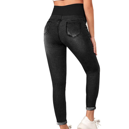 Leggings elásticos de cintura alta para embarazadas, informales, que levantan la cadera y el vientre.