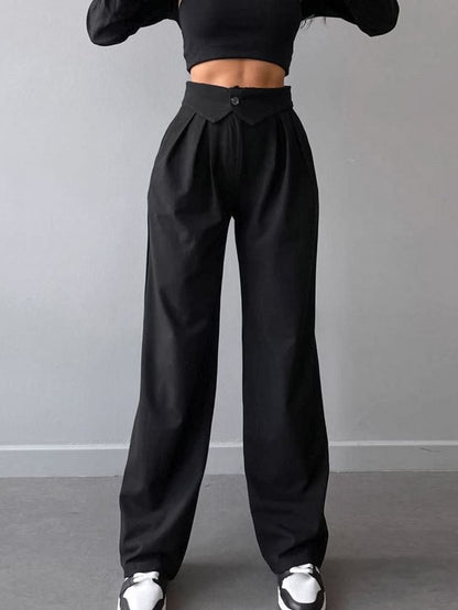 Women Fashion High Waist Straight Casual Pants
