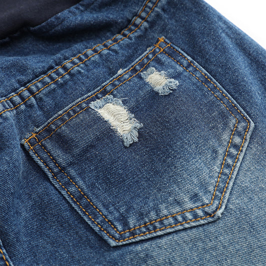 Pantalones cortos vaqueros de cintura alta holgados e informales a la moda para embarazadas