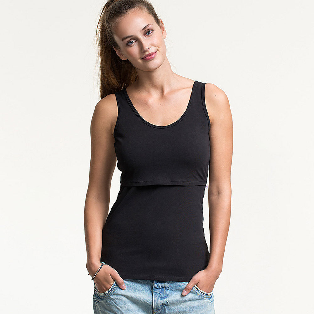 Summer Casual Round Neck Sleeveless Breastfeeding Top For Pregnant Women
