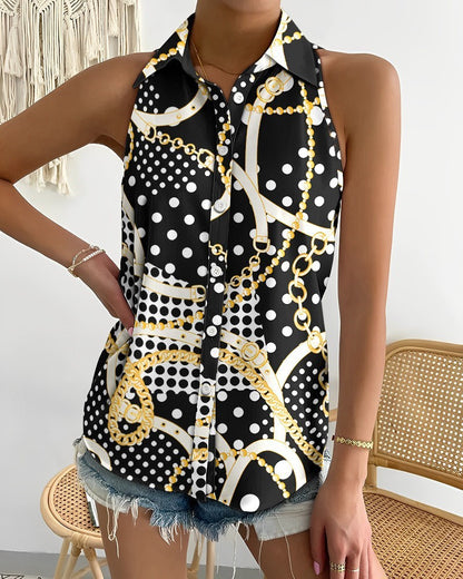 Summer Casual Fashion Strapless Abstract Print Women Shirt Blouse