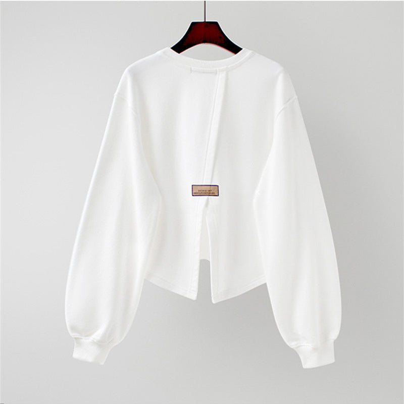 Sudadera informal con estampado de letras y espalda irregular para mujer