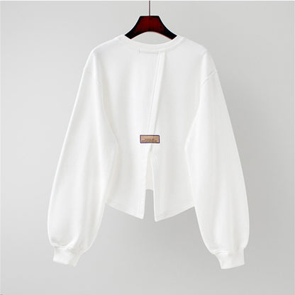 Sudadera informal con estampado de letras y espalda irregular para mujer