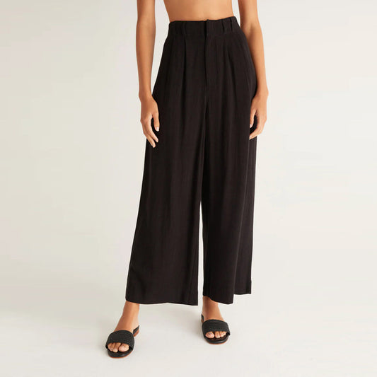 Pantalones anchos de color liso informales de moda para mujer