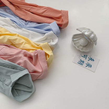 Blusa de manga larga holgada básica informal de color liso para mujer