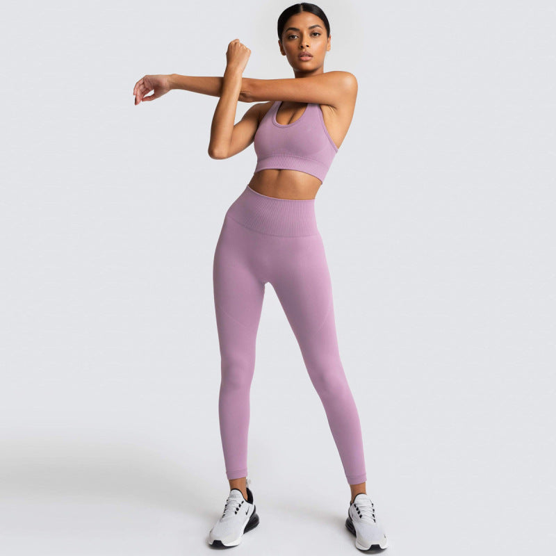 Conjunto deportivo de 2 piezas para mujer, informal, de color sólido, sin mangas, con pantalones ajustados
