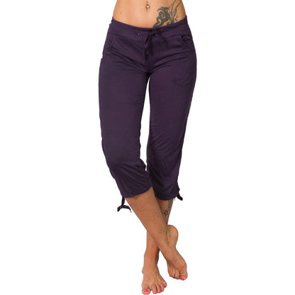Women Casual Fashion Basic Solid Color Loungewear Sports Cropped Pants