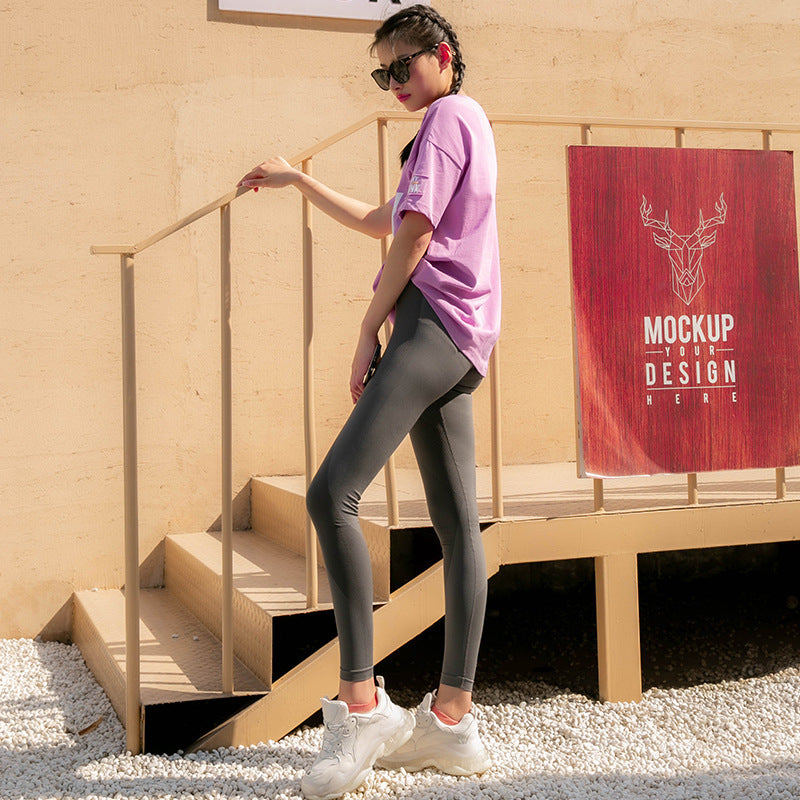 Pantalones deportivos ajustados de cintura alta para mujer, informales, de secado rápido y ajustados, de nueve minutos