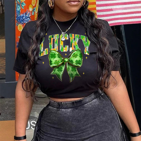 Camiseta informal holgada de manga corta con estampado para mujer