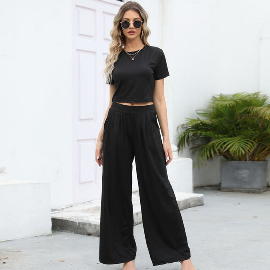 Conjunto de dos piezas de camiseta y pantalón de manga corta de verano para mujer
