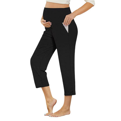 Pregnant Women Fashion Solid Color High Waist Casual Pants