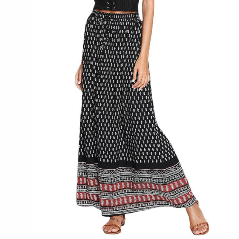 Women Casual Fashion Leopard Print Maxi Skirt