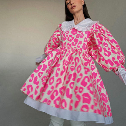 Vestido casual de manga larga con volantes para mujer