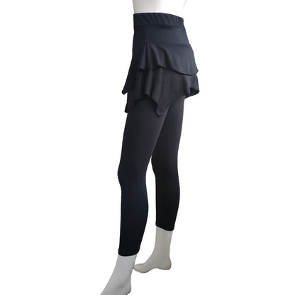 Women Casual Solid Color Slim Fit Three Button Leggings Skirt Pants
