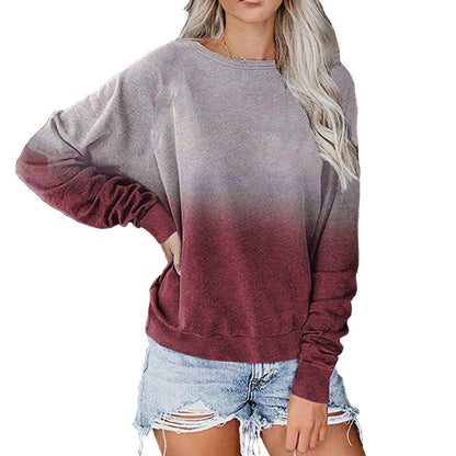 Women Casual Gradient Long Sleeve Sweatshirt