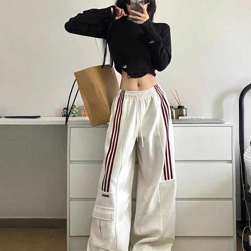 Plus Size Women Winter Thickened Casual High Waist Straight Cargo Pants