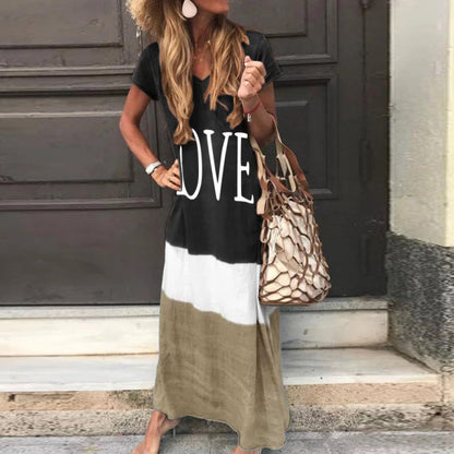 Women Fashion Plus Size Casual Love Letter Print Dress