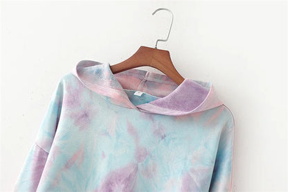 Sudadera con capucha suelta informal con estampado tie-dye para mujer