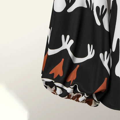 Traje de dos piezas con camisa de manga larga y pantalones casuales con estampado de moda para mujer