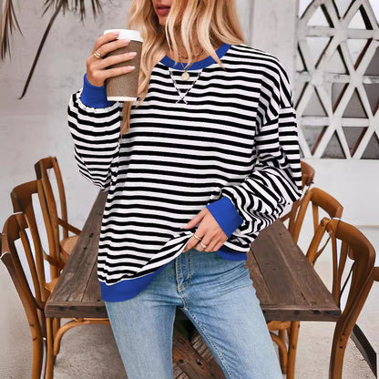 Women Casual Stripe Loose Sweatshirts
