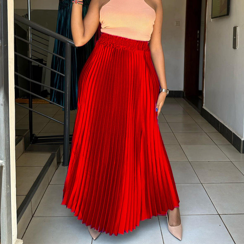 Falda plisada informal de color liso para mujer
