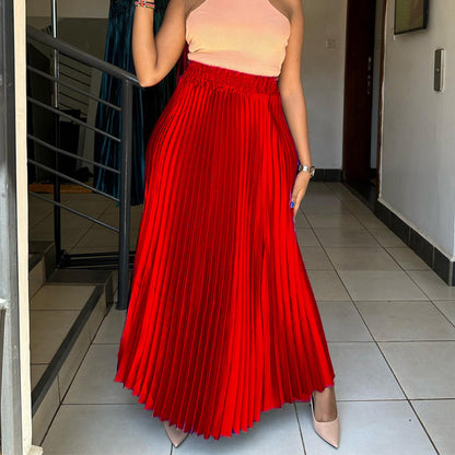 Falda plisada informal de color liso para mujer