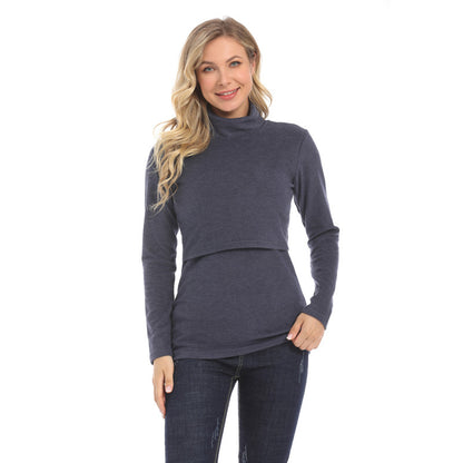 Top de lactancia de manga larga ajustado, elástico, cálido e informal para mujer, moda de otoño e invierno