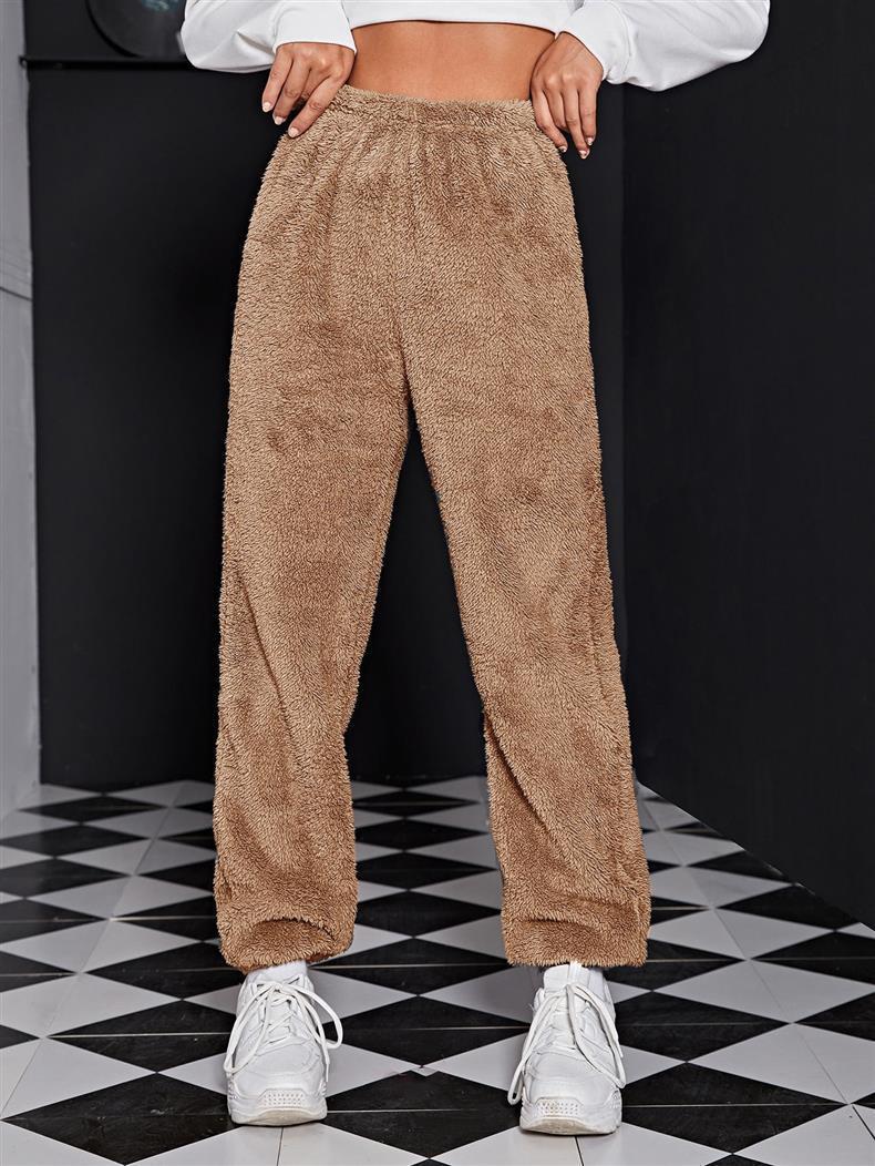 Autumn And Winter Women Casual Solid Color Plush Pants
