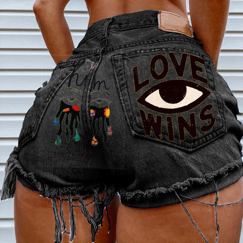 Women Summer Loose Edgy Vintage Casual High Waist Denim Shorts