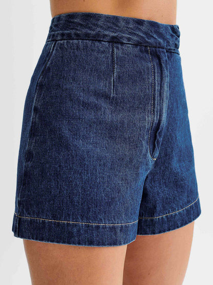 Conjunto de dos piezas de chaleco sin mangas informal y pantalones cortos vaqueros para mujer