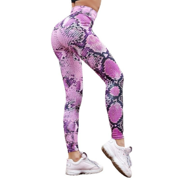 Pantalones de yoga ajustados de cintura alta con estampado de serpiente para mujer