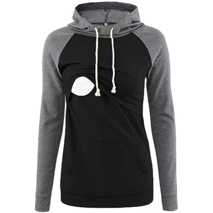 Pregnant Women Fashion Casual Hooded Long Sleeve Breastfeeding Sweatshirt