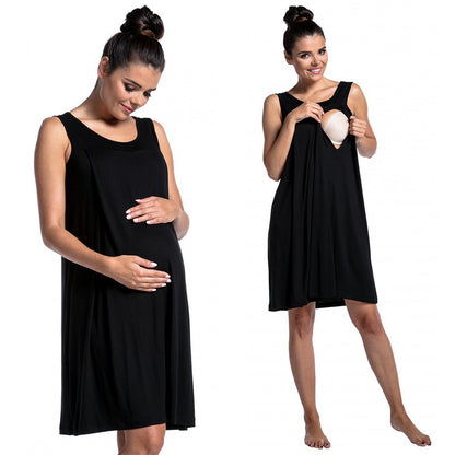 Pregnant Women Casual Loose Solid Color Sleeveless Breastfeeding Dress