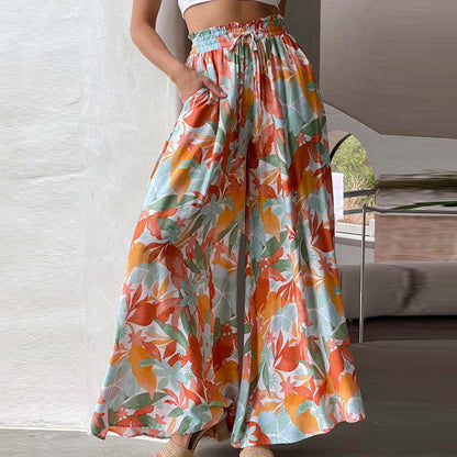 Summer Women Fashion Printed Loose Casual Wide-Leg Pants