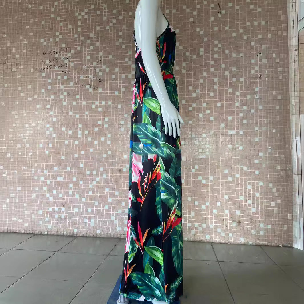 Vestido camisola holgado con cuello en V y estampado floral para mujer, informal, de vacaciones